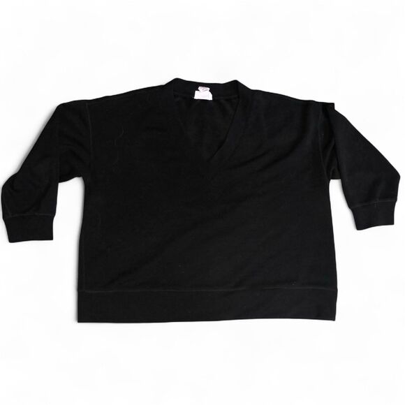 Women's For The Republic Scuba Knit V-Neck Sweater in Black 1X - Picture 1 of 5